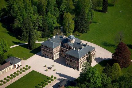 Schloss Favorite Rastatt, Luftaufnahme vom Hauptgebäude