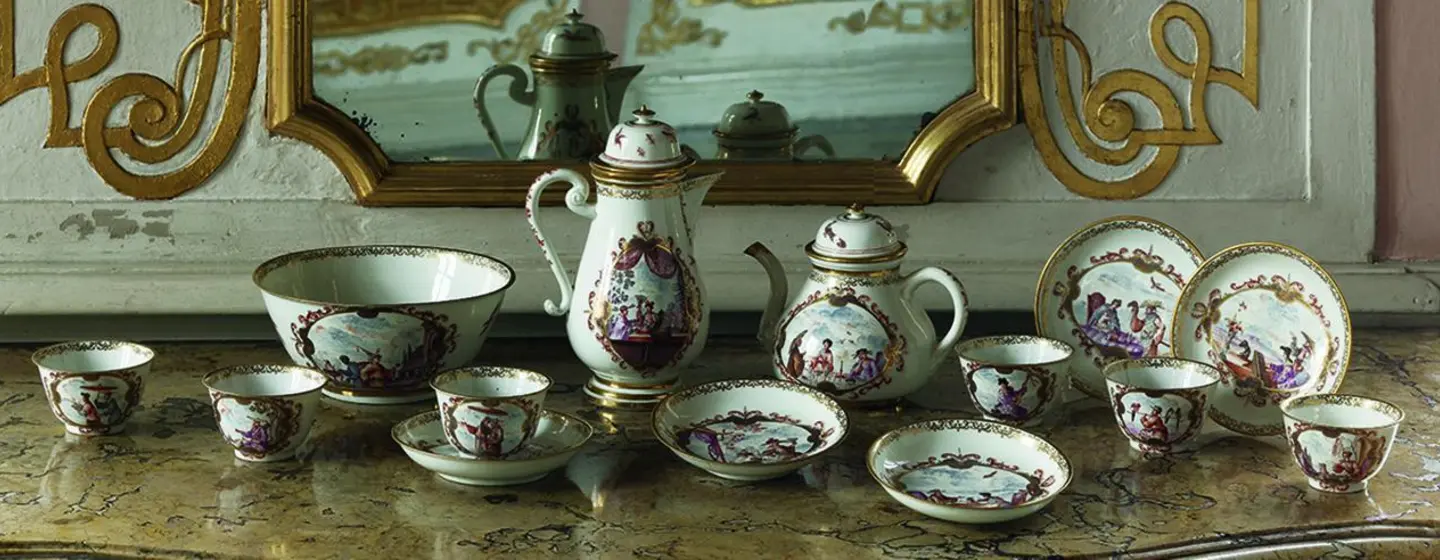 Foto: Staatliche Schlösser und Gärten Baden-Württemberg, Martine Beck-Coppola Schloss Favorite Rastatt, Porzellan im Spiegelkabinett